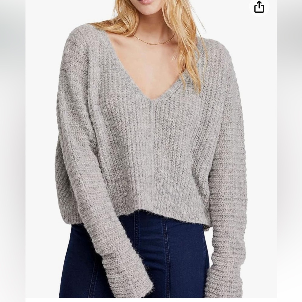 Free People Moonbeam Women’s Slouchy Ribbed Knit Long Sleeve Alpaca Sweater